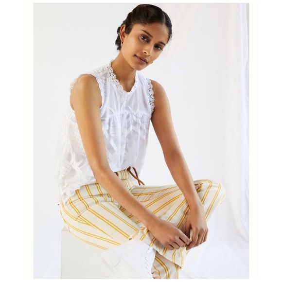 Anthropologie Summer Blouse Tank Pineapple in White NWT - Picture 2 of 14